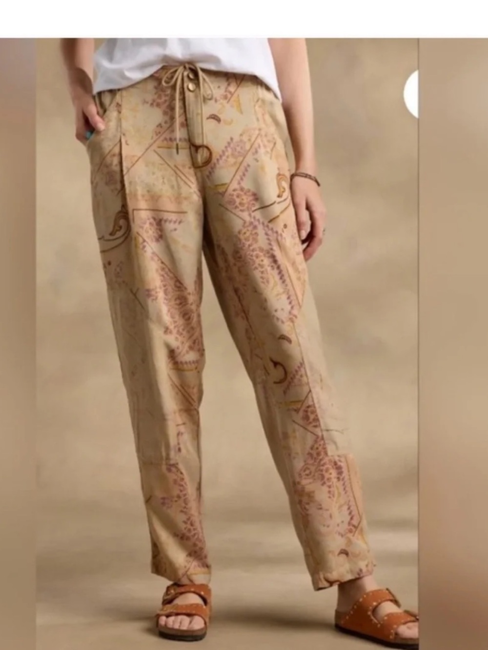 Sundance Ashanti Pants Pockets Brown Paisley Pants Size 10